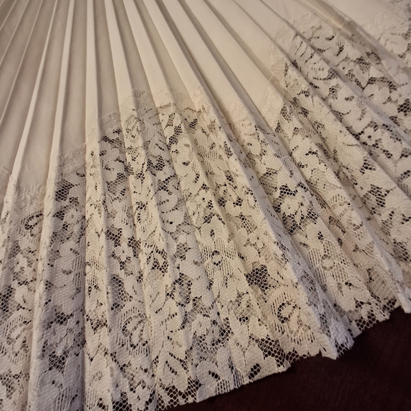 Nanette Lepore Pleated Lace Cream Midi A-Line Full Pull-on Skirt Women Medium - Picture 6 of 14